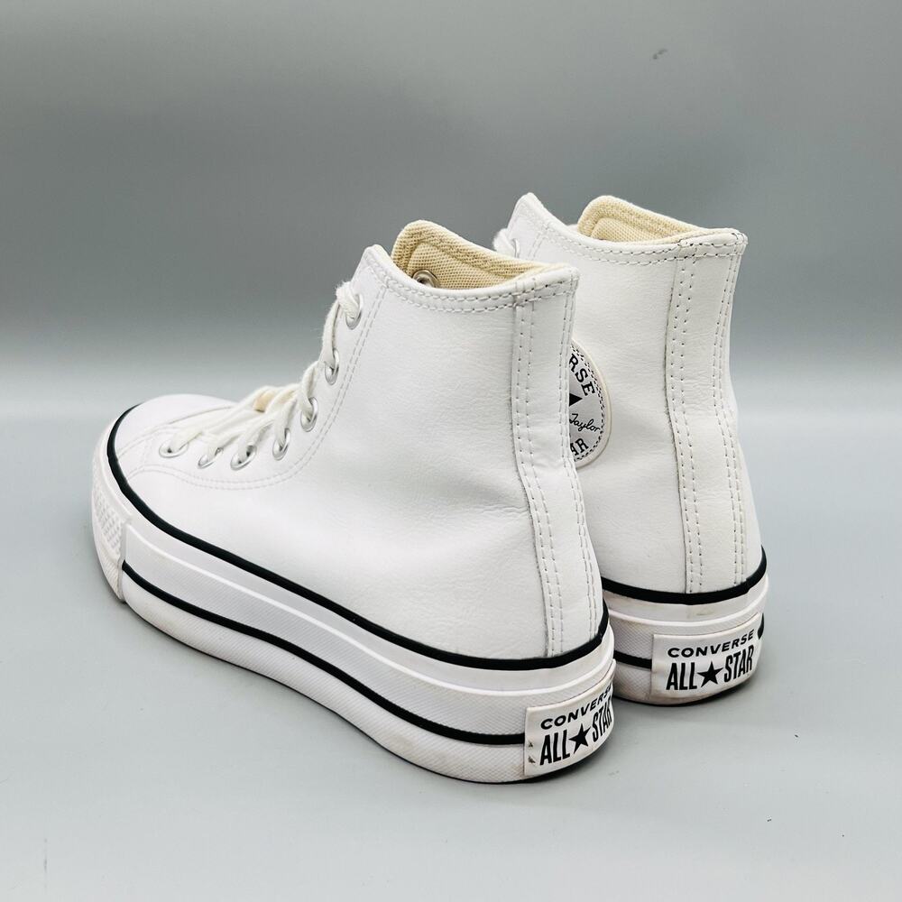 Converse Shoes Womens 6.5 White Leather All Star High Top Platform Sneakers - Picture 5 of 11